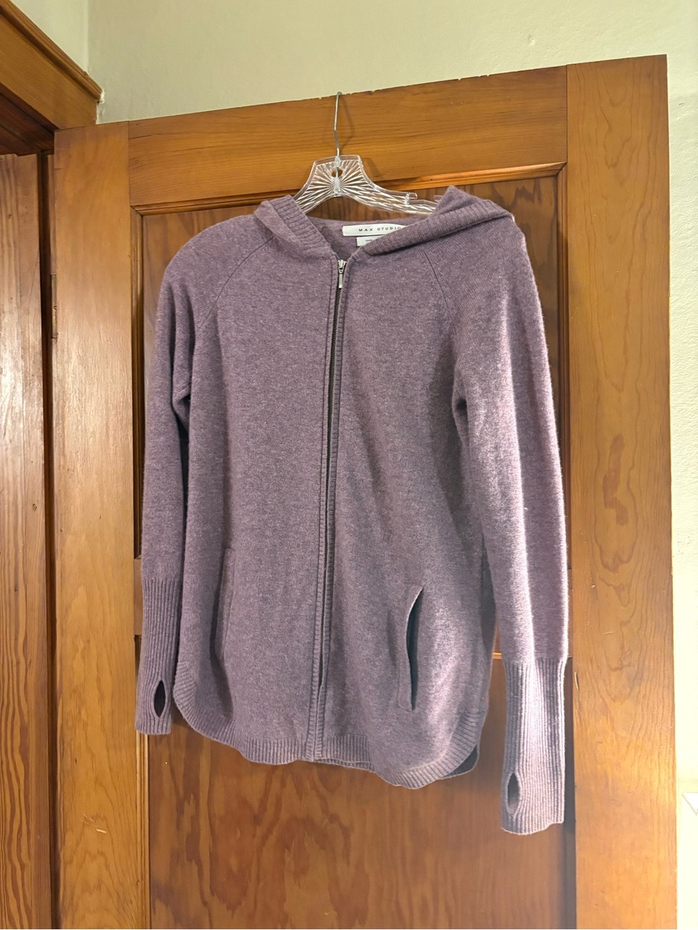 Max Studio Cashmere Zip Sweater - purple/lavender